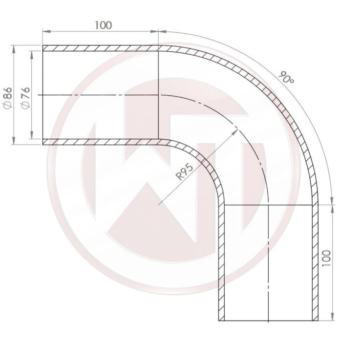 Ø76mm Silikonschlauch 90° Bogen schwarz – Bild 2